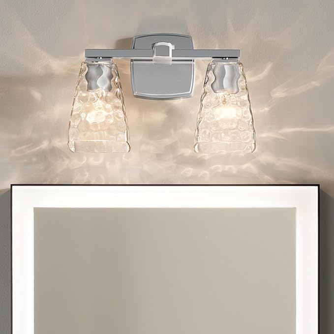 Kichler Marant 14.25" 2-Light Vanity Light with Clear Water Glass in Chrome, for Bathroom, Powder Room, Over a Mirror, (14.25" W x 9.5" H), 55215CHWTR