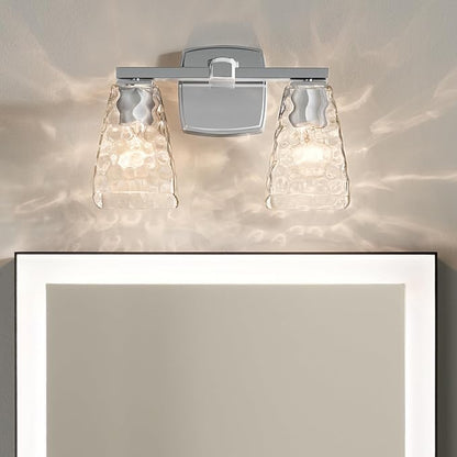 Kichler Marant 14.25" 2-Light Vanity Light with Clear Water Glass in Chrome, for Bathroom, Powder Room, Over a Mirror, (14.25" W x 9.5" H), 55215CHWTR