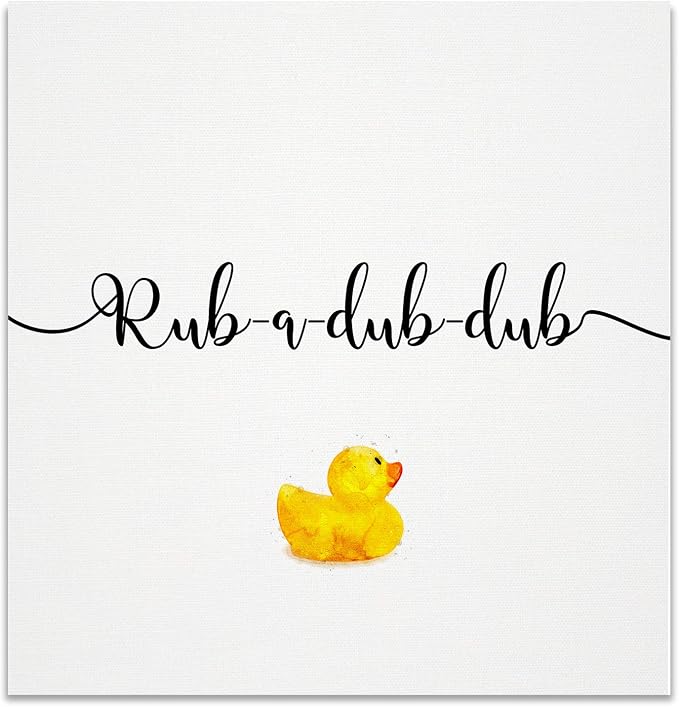 Renditions Gallery Rub Dub Rubber Ducky Bathroom Décor Gallery Wrapped Canvas Wall Art, 16x16,