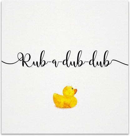 Renditions Gallery Rub Dub Rubber Ducky Bathroom Décor Gallery Wrapped Canvas Wall Art, 12x12, Rub-a-dub-dub (WC31-IHB2-R)