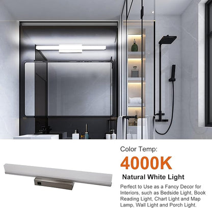 Facon 12V-24V DC RV Vanity Light Fixtures with Switch, 16.5Inch LED RV Wall Sconces Bathroom Mirror Light with Acrylic Lens, RV Interior Lights for RV, Camper, Motorhome, Boat