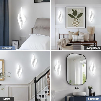 CANEOE Modern LED Wall Sconce 6000K White Indoor Wall Light Fixtures Acrylic Wall Sconce Lighting for Living Room Bedroom Bedside Bathroom Hallway Stairway Wall Lamp (White, 1 Pack,6000K)