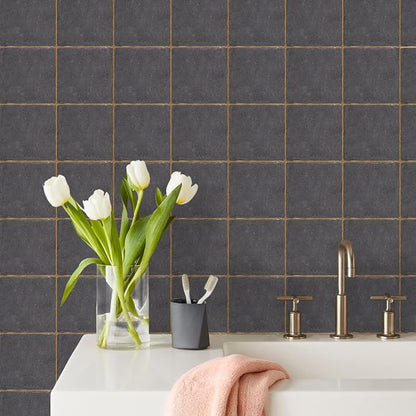 Alwayspon Stone Effect Vinyl Sticker Peel and Stick, Self-Adhesive Wall Tile Transfers Backsplash Sticker Decal for Kitchen Bathroom, 6x6inch/15x15cm 30Pcs, T027