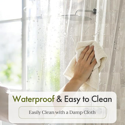 Bathway Shower Curtain Liner, Clear Shower Curtain Liner 60x64 PEVA Waterproof Shower Curtain Liner Plastic with 3 Magnets and 10 Rustproof Metal Grommets, Lightweight Shower Liner for Bathroom