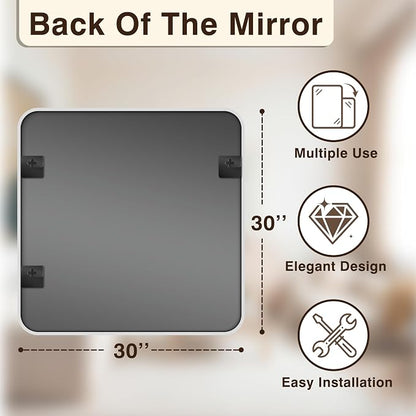 Vanity Bathroom Mirror, 30”x30” Silver Bathroom Mirror for Over Sink | HD Tempered Glass, Anti-Rust Frame, Wall Mirrors for Bathroom Sink, Living Room, Entryway, Bedroom