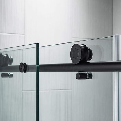 Woodbridge Frameless Bathtub Shower Doors 56-60" Width x 62" Height with 3/8"(10mm) Clear Tempered Glass in Matte Black Finish