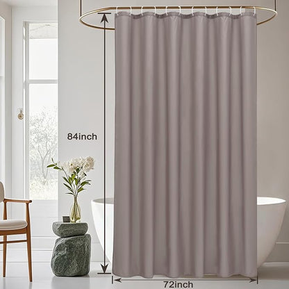 AooHome Extra Long Shower Liner, Fabric Bathroom Curtain with Hooks for Hotel, Weigthed Hem, Water Repellent, 72 x 84 Inch, Chocolate