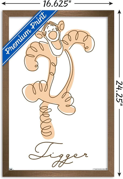 Trends International Disney Simple Moments Line Art - Tigger Wall Poster, 22.4L x 14.7W, Bronze Framed Version