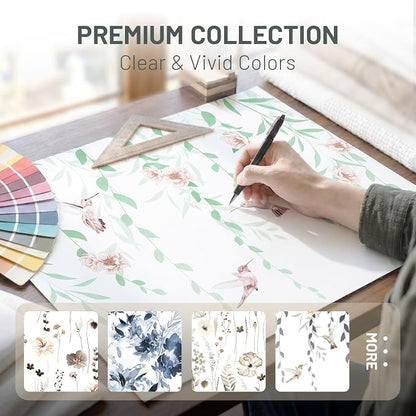 No Hook Floral Shower Curtain with Liner, Green Pink, 71x74 | Snap in Liner, 3 in 1, Water Repellent, Easy Install, Machine Washable, Hotel Style for Bathroom, Watercolor Pattern