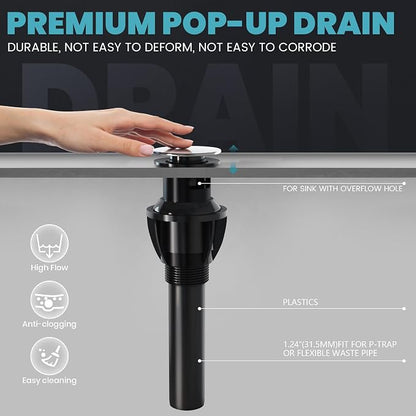 Brushed Nickel Bathroom Faucets - Waterfall 8 Inch Widespread Bathroom Sink Faucet, 2 Handles Vanity Faucets 3 Holes for Lavatory Restroom RV Bathtub with Pop Up Drain & Supply Lines