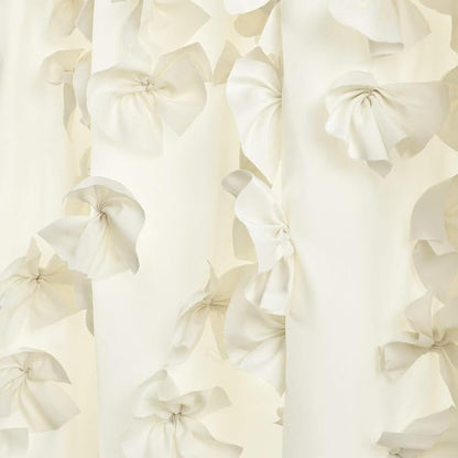 Lush Decor Riley Light Filtering Window Curtain Panel, Single 54" W x 84" L, Ivory - Cute Curtains for Bedroom - Bow Decor - Coquette Curtains for Windows