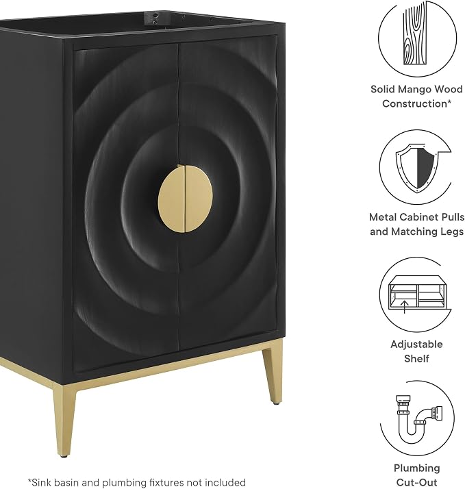 Modway Beau 24 Inch Single Bathroom Vanity in Black