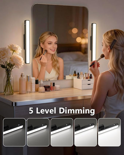 WILLED 5W Vanity Lights for Mirror with Remote Control,Magnetic Stick on Mirror Lights,Adjustable Color Temperatures Magnetic Light Bar for Mirror,Makeup Light for Bedroom, Bathroom(2 Pack)