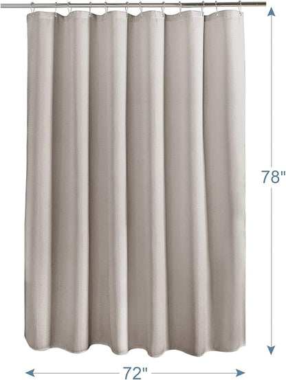 AmazerBath Waffle Shower Curtain 78 Inches Long, Khaki Shower Curtain Fabric Heavy Duty 240GSM, Hotel Quality Bathroom Shower Curtains Tan, 72 x 78 Inches