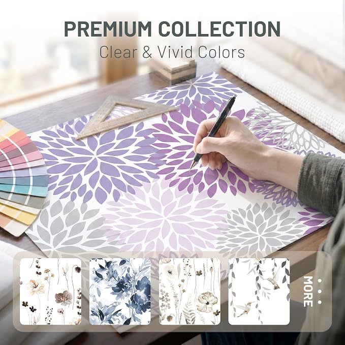No Hook Floral Shower Curtain with Liner, Purple, 71x74 | Snap in Liner, 3 in 1, Water Repellent, Easy Install, Machine Washable, Hotel Style for Bathroom, Watercolor Pattern