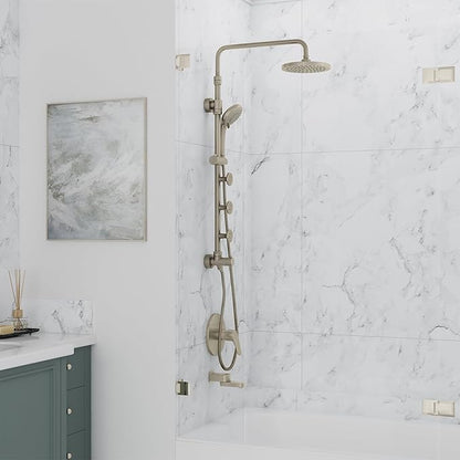Lanikai Rain Shower Head with Handheld Spray Combo - 1028-BN-1.8GPM, Brushed Nickel - 8" Rain Showerhead with Handheld Sprayer, 3 Spray Jets, 5-Function Rainfall Shower Head with Hose, 1.8 GPM