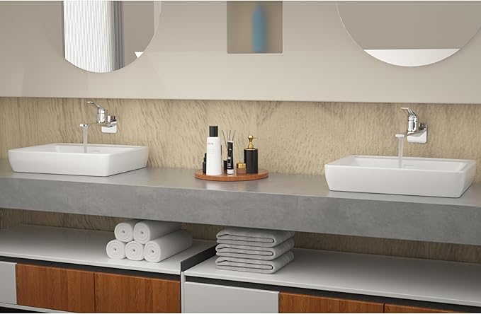 Modern Wall Mount Bathroom Faucet – Chrome,Solid Brass Single Handle with Flip Aerator (2 Flow Modes), Rough-in Valve for Concealed Installation