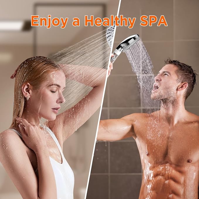 Filtered Shower Head with Handheld | High Pressure & Water Saving Shower Head, 5-Spray Modes for Bathroom & Spa Use | Easy Installation, Ideal for Families/Eco-Conscious Users (Silver)