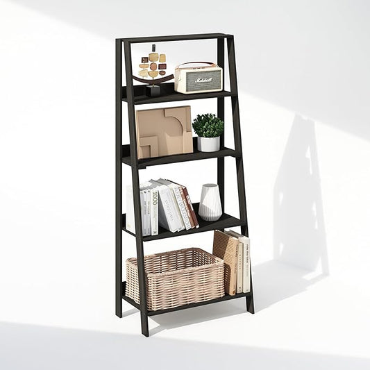 Furinno Ladder Display Shelf, 5-Tier Ladder Shelf, Ladder Bookshelf, Display Storage Shelves, 13 x 23.6 x 53.5, for Living Room, Home Office, Espresso