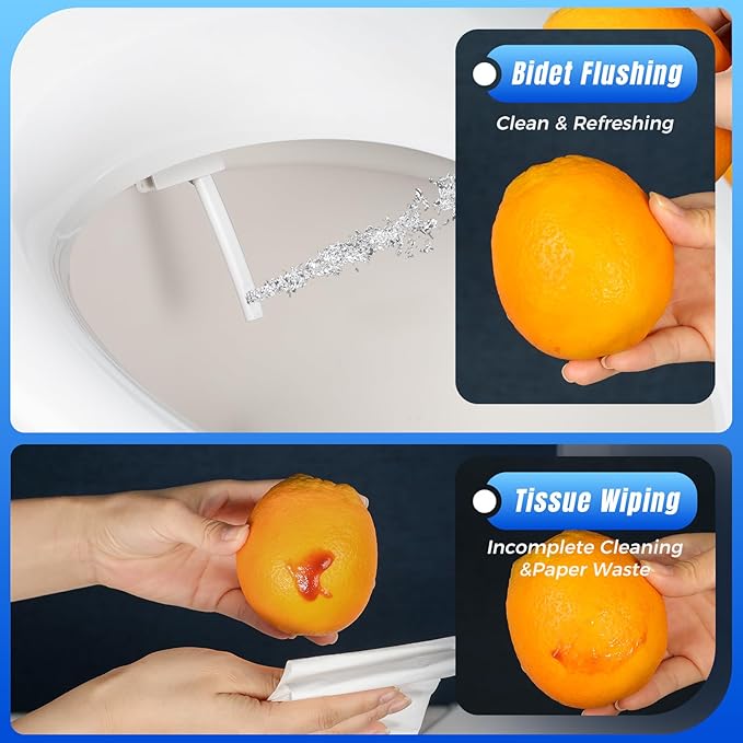 Bidet Toilet Seat Elongated Bidet Seat with Slow-Close, Non-Electric Bidet seat with Dual Nozzles, Fit Elongated Toilet Seat, Water Pressure Control，Easy to Install