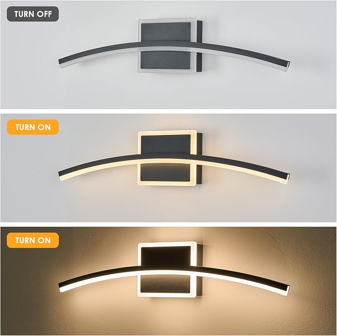 Benkut Modern LED Wall Sconce Black Light Fixtures Over Mirror Modern Bath Wall Lighting for Bathroom, Dimmable Vanity Light for Bathroom(5CCT 23.6Inch)