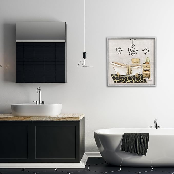 Vintage Bathroom Tub Botanical Serenity, 24 x 24 Inch Framed Giclée Print | Stupell Industries · By Janet Tava · Ready to hang once unboxed · Elegant decor for bathroom or bedroom · Made in USA