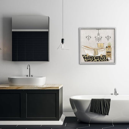Vintage Bathroom Tub Botanical Serenity, 24 x 24 Inch Framed Giclée Print | Stupell Industries · By Janet Tava · Ready to hang once unboxed · Elegant decor for bathroom or bedroom · Made in USA