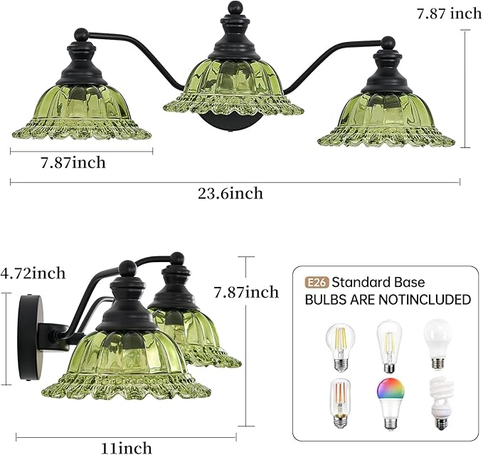 Green 3 Light Vanity Light Bathroom Light Modern Bathroom Light Fixtures