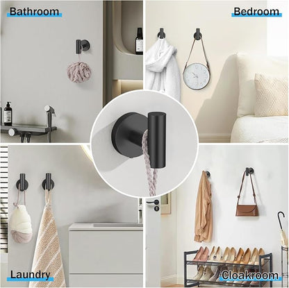 5 Pieces Matte Black Bathroom Hardware Accessories Set SUS304 Stainless Steel Black Towel Bar Holder Set, 23.6Inch Towel Racks for Bathroom, Robe Towel Hooks, Toilet Paper Holder Wall Mounted
