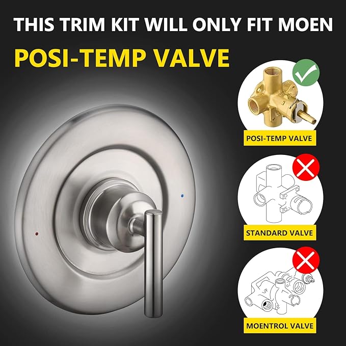 Tearel Shower Trim Kit for Moen T2901BN Brushed Nickel Shower Handle 2-Pack, Compatible with Moen Posi-Temp Valve Series, Solid Metal Construction, Repair Wobbly Handle or Bathroom Renovation
