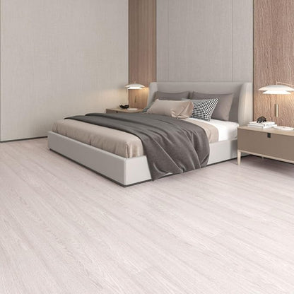 Hilarious Peel and Stick Vinyl Floor Tiles White Wood 36 PCS 54 Sq.Ft Waterproof Stick On Flooring Self-Adhesive Stick on Tiles Floor for Bathroom Kitchen Living Room RV Vinyl Flooring Planks Easy DIY