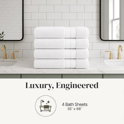 Modern Threads 4-Pack SpunLoft Bath Sheet White 35x66