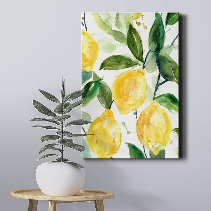 Renditions Gallery Canvas Nature Wall Art Paintings for Wall Decorations Yellow Lemons Branch Modern Abstract Wall Hanging Artwork Prints for Bedroom Living Room Office Kitchen - 8"x12" LT02