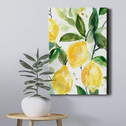 Renditions Gallery Canvas Nature Wall Art Paintings for Wall Decorations Yellow Lemons Branch Modern Abstract Wall Hanging Artwork Prints for Bedroom Living Room Office Kitchen - 24"x36" LT02
