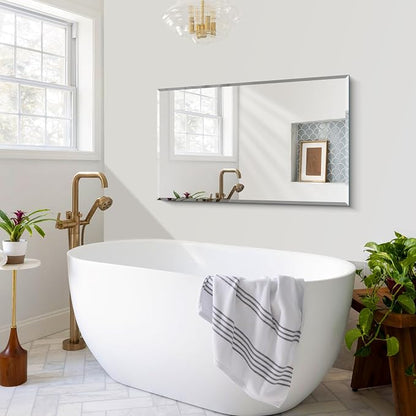CILIBER Beveled Mirror, 24x40 Frameless Beveled Bathroom Mirrors for Wall, 3mm Tempered Glass Rectangle Vanity Mirror with Beveled Edge, Crystal-Clear, Hangs Horizontally or Vertically