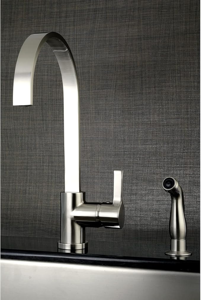Gourmetier LS8710CTLSP Continental Single-Handle Kitchen Faucet with Side Sprayer, Matte Black