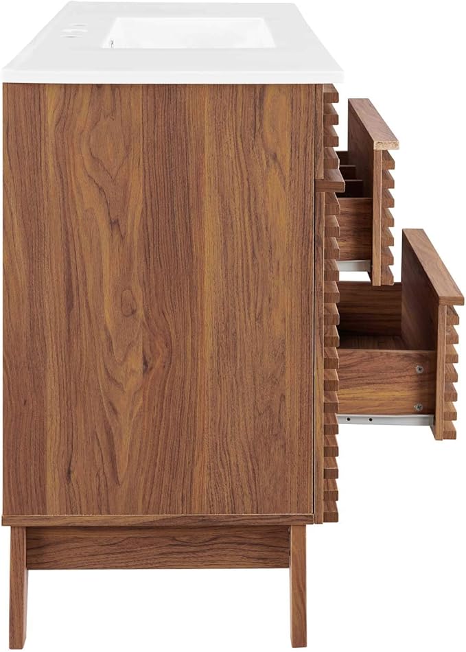 Modway Render 48" Single Bathroom Vanity in Walnut White