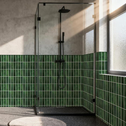 Dark Green Peel and Stick Backsplach Tile, 12"x12" Back Splash Stick on Tiles for Kitchen, Bathroom, 10 Sheets
