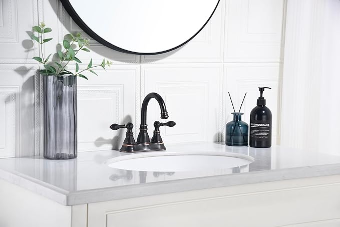 Bathroom Faucets, Centerset Lavatory Sink Faucet with 2 Handle, 3 Hole, Overflow Pop Up Drain & 4 Inch 360° Swivel Spout, F-4501-NB (Oil Rubbed Bronze)