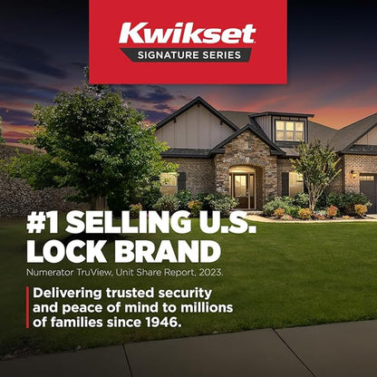 Kwikset Halifax Entry Door Handle with Lock and Key, Secure Round Keyed Reversible Lever Exterior, For Front Entrance and Bedrooms, Polished Chrome, Pick Resistant Smartkey Rekey Security and Microban