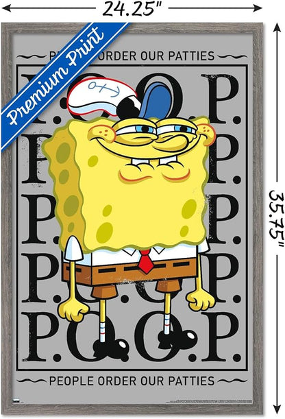 Trends International Nickelodeon Spongebob - P.O.O.P. Wall Poster, 34L x 22.4W, Barnwood Framed Version