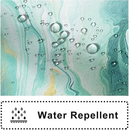 Turquoise Shower Curtain, Modern Teal and Gold Marble Shower Curtain for Bathroom Aesthetic Waterproof Shower Curtain Set with Hooks, 72x72 Inch
