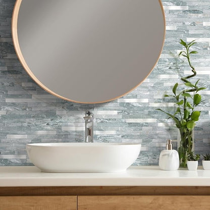 20 - Sheet Peel and Stick Backsplash Wall Tile, PVC Kitchen Backsplash, Stick on Tiles for Backsplash Kitchen (12'' X 12'', Polished Cyan)