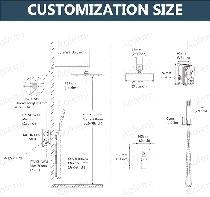 Aolemi Shower Faucet Set Rain Shower System with Handheld Spray Bathroom Shower Combo Rough-in Valve and Shower Trim Kit Included Oil Rubbed Bronze 10 Inch Wall Mount Shower Head