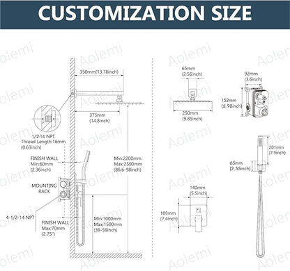 Aolemi Shower Faucet Set Rain Shower System with Handheld Spray Bathroom Shower Combo Rough-in Valve and Shower Trim Kit Included Oil Rubbed Bronze 10 Inch Wall Mount Shower Head