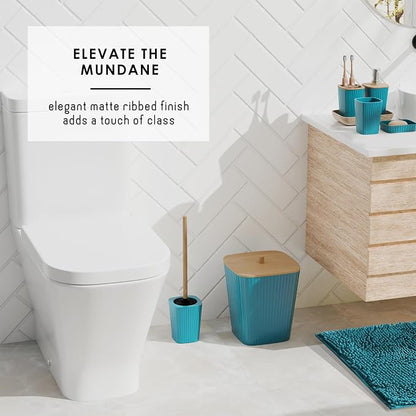 Clara Clark Teal Bathroom Set, Bathroom Sets with Shower Curtain and Rugs | 22 Piece Bathroom Accessories Set with Toothbrush Holder, Soap Dispenser, Soap Dish, Toilet Brush, and Bathroom Trash Can