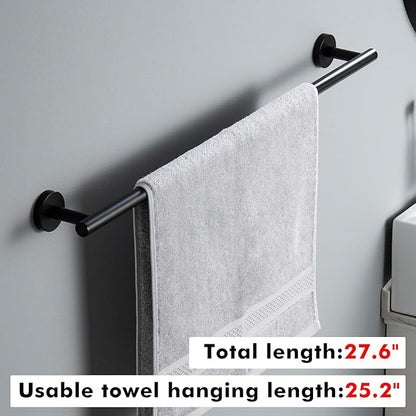 KES 25.2 Inches Black Towel Bar for Bathroom, Hand Towel Holder, Towel Bar Wall Mount, SUS304 Stainless Steel Matte Black, Total Length 27.6 Inch, A2000S70B-BK