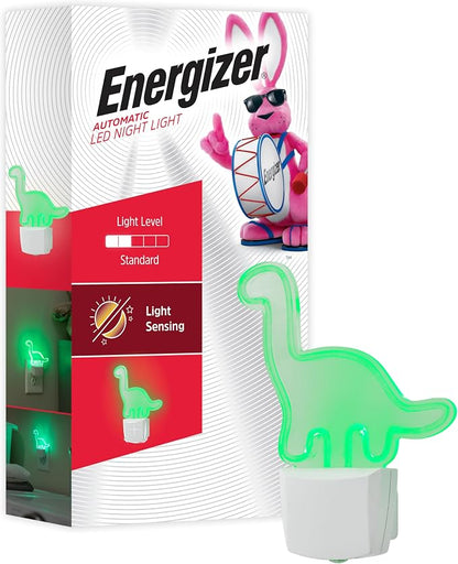Energizer Long-Neck Dinosaur Night Light, Neon, Auto On/Off, Green | Night Light for Kids Room, Bedroom, Nursery, Boys Room Décor, Gift for Boy