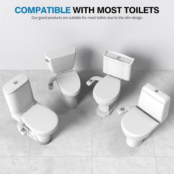 Non-Electric Bidet Attachment, Self-Clean Dual Nozzles, Adjustable Pressure | Ultra Slim Intuitive One-Touch, Retractable Nozzle Structure, Cold Water Rear & Feminine Washing Modes, Stainless Steel Iniet