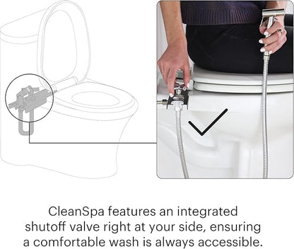Brondell MBH-40-S CleanSpa Luxury Handheld Bidet Attachment for Toilet with Stainless Steel Holster and Built-In Shut Off Valve, Dual Spray Options, Includes Spiral Metal Hose, Stainless Steel